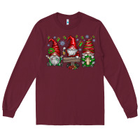 Burgundy christmas gnomes celebration Long Sleeve Tee - CowhideDigitalArt