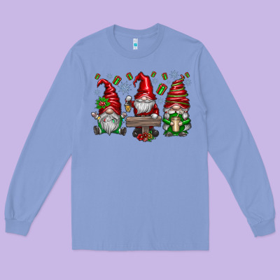 Christmas Gnomes Celebration Long Sleeve Tee Designed By Cowhidedigitalart
