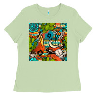 Western Cactus Aztec Seamless Pattern Ladies Tee | Teevron