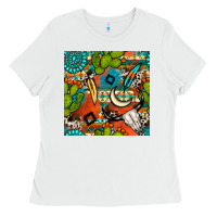 White western cactus aztec seamless pattern Ladies Tee - BundleAndBundleShop