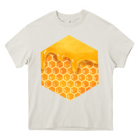 Cream honeycomb fa element Heavy Core Tee - FaDigitalArtStudio