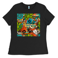 Black western cactus aztec seamless pattern Ladies Tee - BundleAndBundleShop
