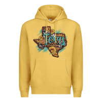 Antique Gold leopard cowhide sunflower texas map Premium Hoodie - Artiststas