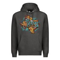 Charcoal Heather leopard cowhide sunflower texas map Premium Hoodie - Artiststas
