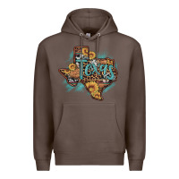 Coffee leopard cowhide sunflower texas map Premium Hoodie - Artiststas