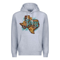 Heather Grey leopard cowhide sunflower texas map Premium Hoodie - Artiststas