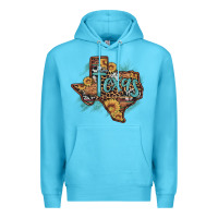 Ocean Blue leopard cowhide sunflower texas map Premium Hoodie - Artiststas