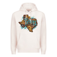 Pale Pink leopard cowhide sunflower texas map Premium Hoodie - Artiststas