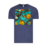 Vintage Denim autumn leaves seamless pattern Vintage Tee - BundleAndBundleShop