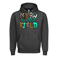 Charcoal Heather my heart is on that field soccer Zipper Hoodie - Jasminsmagicworld