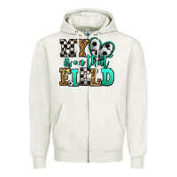 Oatmeal Heather my heart is on that field soccer Zipper Hoodie - Jasminsmagicworld