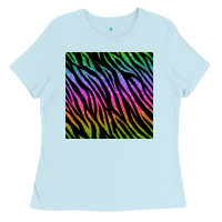 Baby Blue zebra glitter seamless pattern Ladies Tee - BundleAndBundleShop