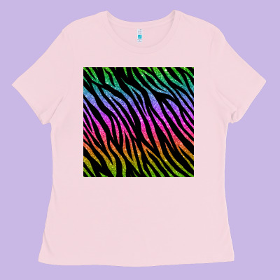 Zebra Glitter Seamless Pattern Ladies Tee Designed By Bundleandbundleshop