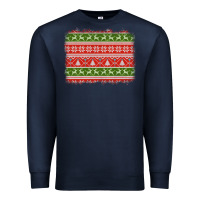 Navy knitted christmas reindeer pine tree background Premium Sweatshirt - Jasminsmagicworld