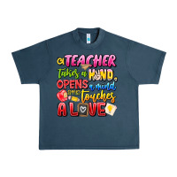 Midnight Navy a Teacher Takes a Hand Opens a mind and Touches A Urban Heavy Tee - CowhideDigitalArt