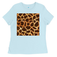 Baby Blue giraffe seamless pattern Ladies Tee - BundleAndBundleShop