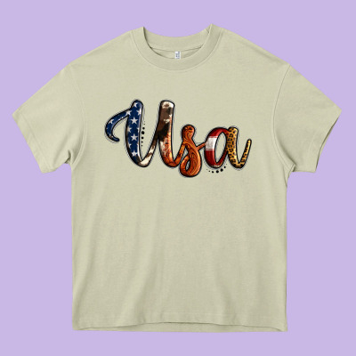 Usa Calligraphy Heavy Core Tee Designed By Jasminsmagicworld