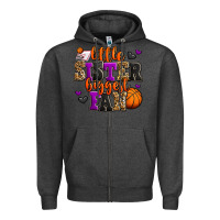 Charcoal Heather little sister biggest fan basketball Zipper Hoodie - Jasminsmagicworld