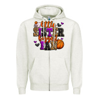 Oatmeal Heather little sister biggest fan basketball Zipper Hoodie - Jasminsmagicworld