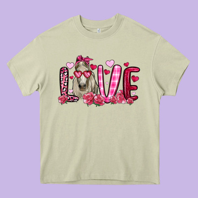 Valentines Day Love Horse Heavy Core Tee Designed By Oliviacreatesart