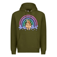 Army Green bunny rainbow Premium Hoodie - Artiststas