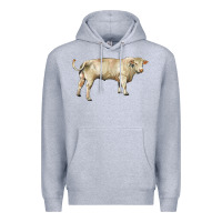 Heather Grey charolais bull Premium Hoodie - RanaPortraitStore