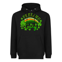 Black Feeling lucky with rainbow Heavyweight Hoodie - RanaPortraitStore