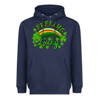 Navy Feeling lucky with rainbow Heavyweight Hoodie - RanaPortraitStore