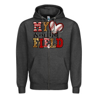 Charcoal Heather my heart is on that field baseball Zipper Hoodie - Jasminsmagicworld