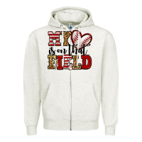 Oatmeal Heather my heart is on that field baseball Zipper Hoodie - Jasminsmagicworld
