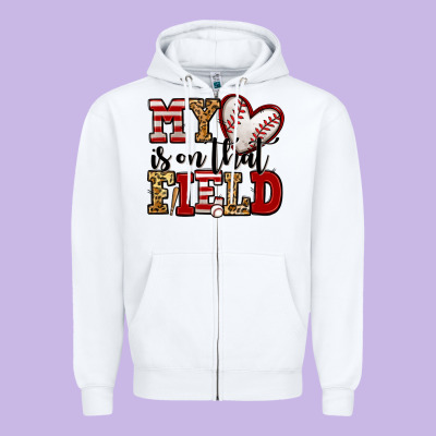 My Heart Is On That Field Baseball Zipper Hoodie Designed By Jasminsmagicworld