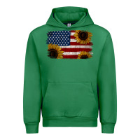 Emerald Distressed Yellow Sunflower American Flag Urban Hoodie - Jasminsmagicworld