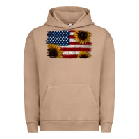 Pigment Burro Distressed Yellow Sunflower American Flag Urban Hoodie - Jasminsmagicworld