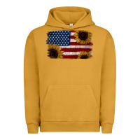 Pigment Peanut Butter Distressed Yellow Sunflower American Flag Urban Hoodie - Jasminsmagicworld