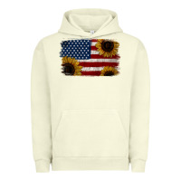Pigment Pistachio Distressed Yellow Sunflower American Flag Urban Hoodie - Jasminsmagicworld
