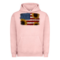 Pigment Salmon Distressed Yellow Sunflower American Flag Urban Hoodie - Jasminsmagicworld