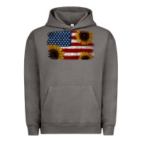 Pigment Tornado Distressed Yellow Sunflower American Flag Urban Hoodie - Jasminsmagicworld