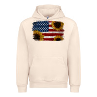 Sandshell Distressed Yellow Sunflower American Flag Urban Hoodie - Jasminsmagicworld