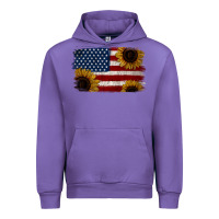 Tulip Distressed Yellow Sunflower American Flag Urban Hoodie - Jasminsmagicworld