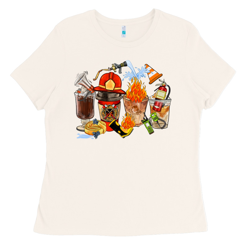 Firefighter Coffee Cups Ladies Tee by FaDigitalArtStudio | Teevron