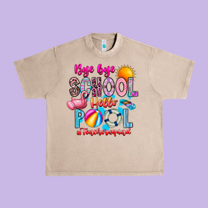 Bye Bye School Hello Pool Teacher  Squad Urban Heavy Tee Designed By Cowhidedigitalart