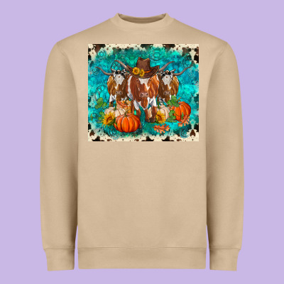 Fall Longhorn Cows Heavyweight Sweatshirt Designed By Ranaportraitstore