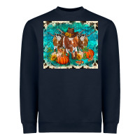 Navy fall longhorn cows Heavyweight Sweatshirt - RanaPortraitStore