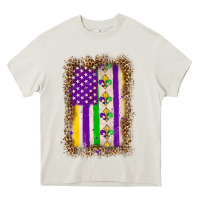 Cream mardi gras usa flag leopard Heavy Core Tee - OliviaCreatesArt