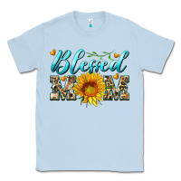 Dusty Blue blessed mom with sunflower Classic Tee - Artiststas