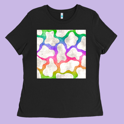 Watercolor Rainbow Cow Seamless Pattern Ladies Tee Designed By Bundleandbundleshop