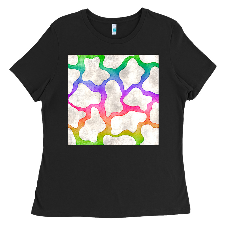 Watercolor Rainbow Cow Seamless Pattern Ladies Tee by BundleAndBundleShop | Teevron