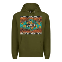 Army Green bull skull texas map sunflower leopard cowhide Premium Hoodie - Artiststas