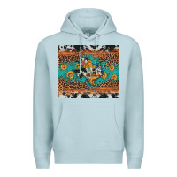 Blue Mist bull skull texas map sunflower leopard cowhide Premium Hoodie - Artiststas
