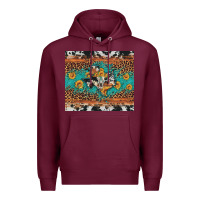 Burgundy bull skull texas map sunflower leopard cowhide Premium Hoodie - Artiststas